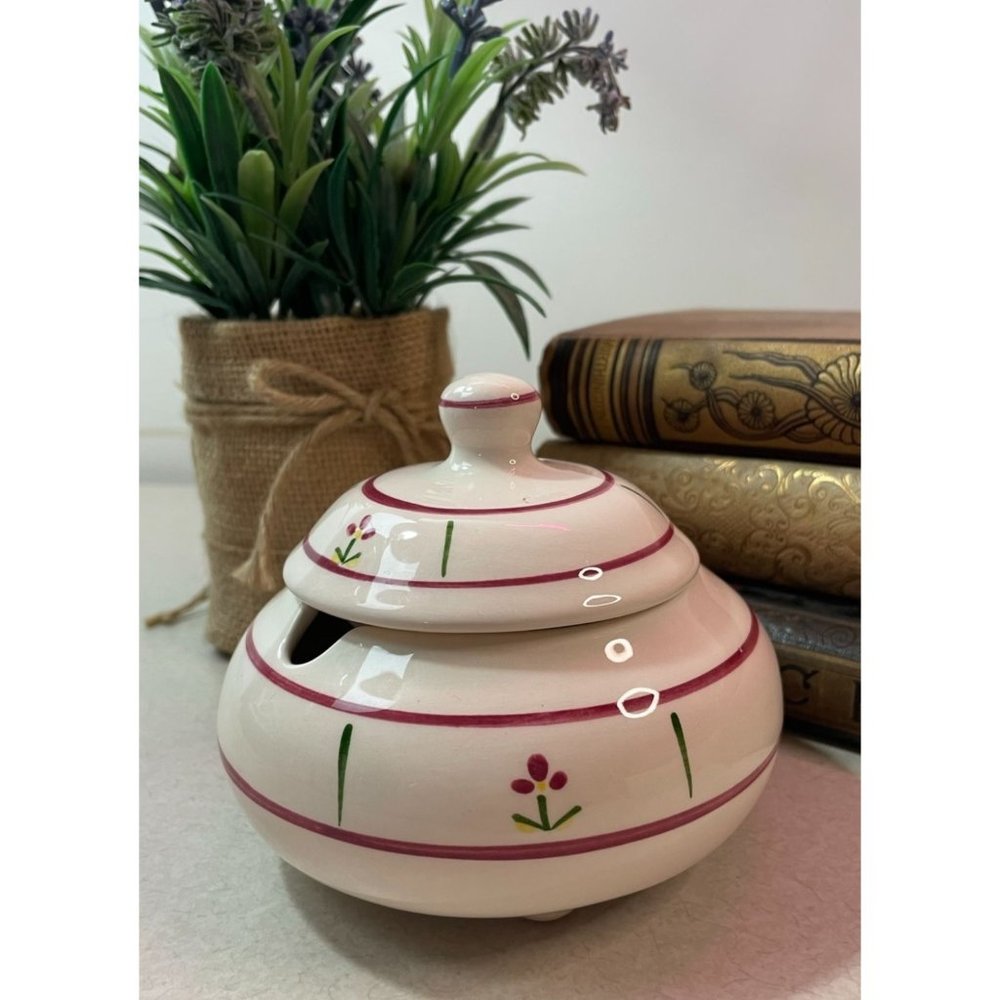 Vintage Levine Pottery Covered Sugar Bowl Dish Ceramic 1965